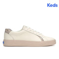Women's Pursuit Leather Snake Heel Fob Sneaker Egret