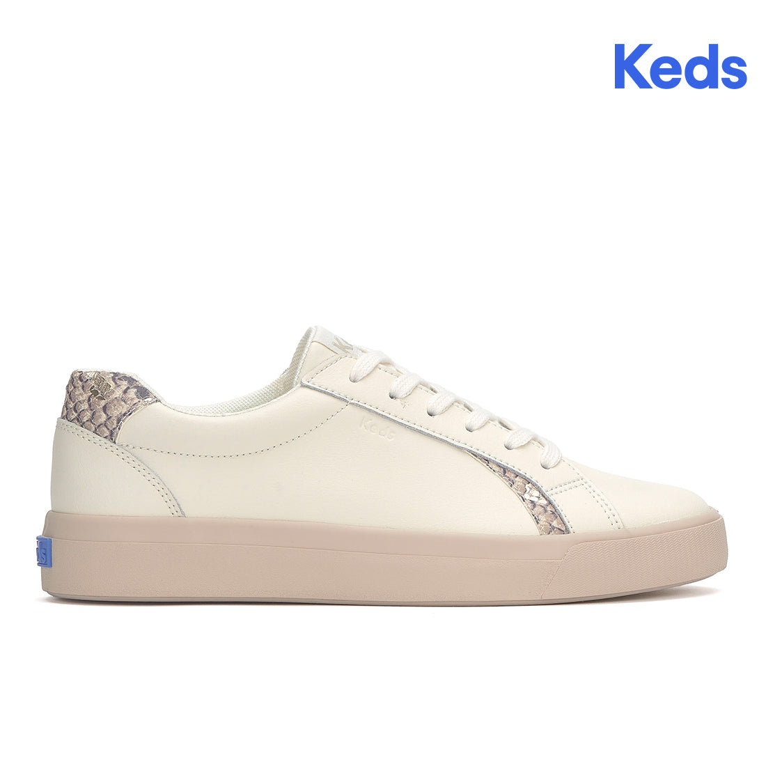 Women's Pursuit Leather Snake Heel Fob Sneaker Egret