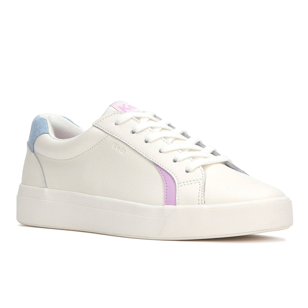 Women's Pursuit Leather Denim Heel Fob Sneaker Snow White/Light Blue