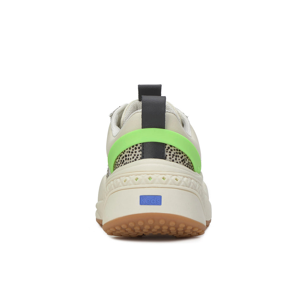 Women's Cross City Trainer Leather Sneaker Egret/Black/Lime