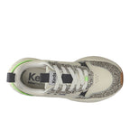 Women's Cross City Trainer Leather Sneaker Egret/Black/Lime