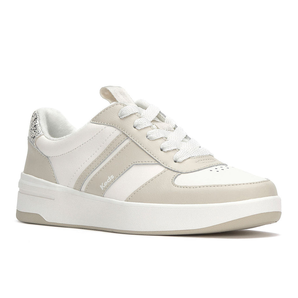 Women's The Court II Leather Sneaker Oatmeal/Silver