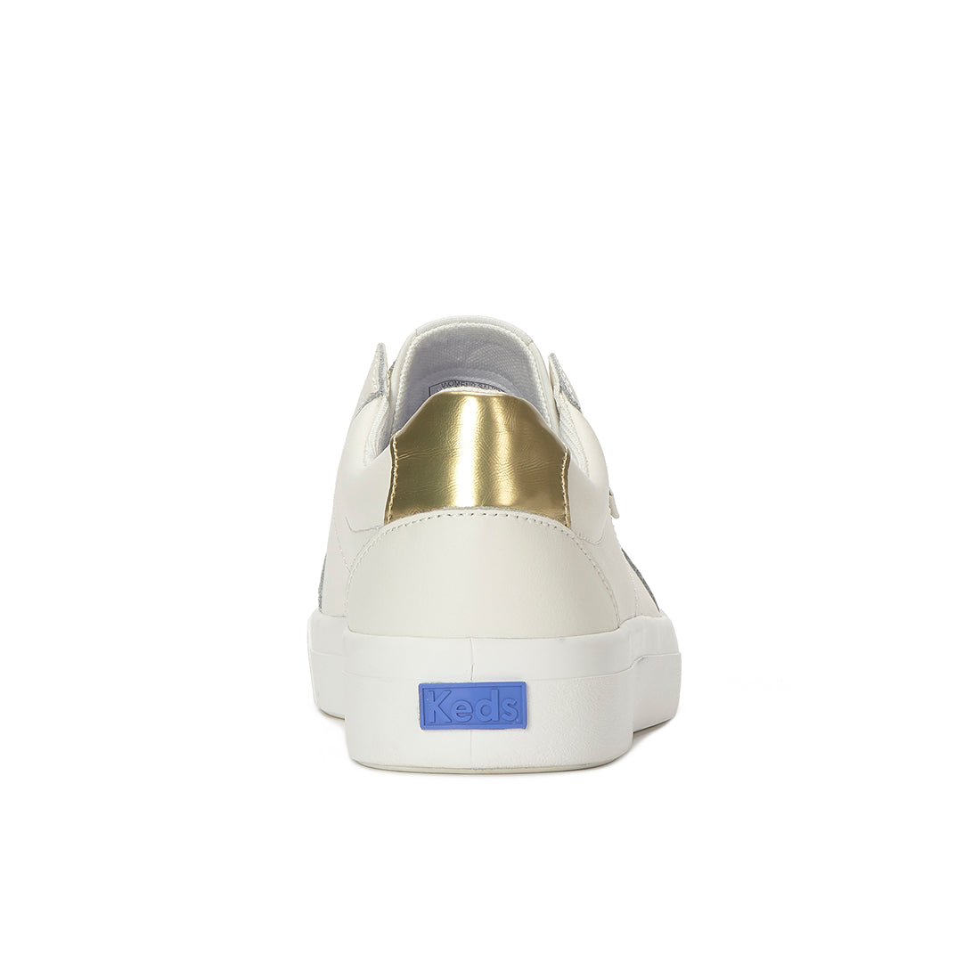 Keds Pursuit Zip Leather Metallic Heel Sneaker Snow White/Gold