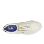 Keds Pursuit Zip Leather Metallic Heel Sneaker Snow White/Gold