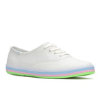 Womens Champion Leather Foxing Stripe Sneaker Snow White
