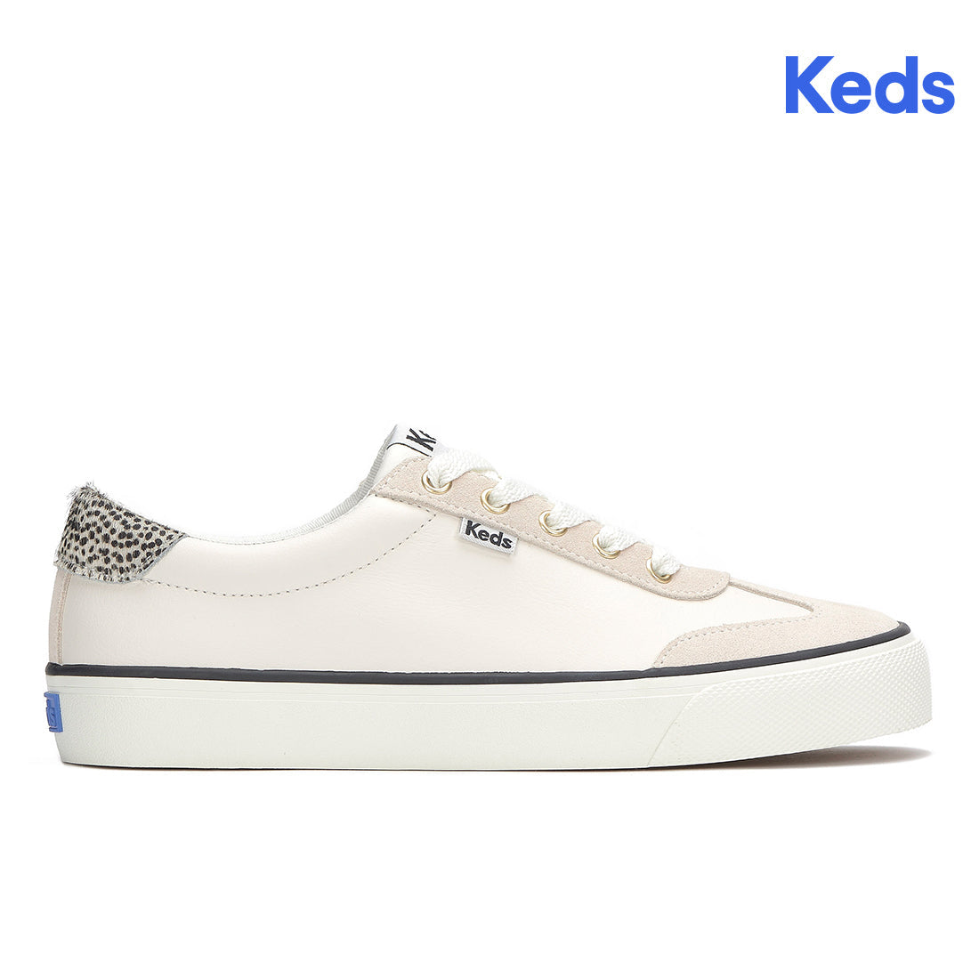 Women's Jump Kick T-Toe Leather/Suede Hair Calf Heel Sneaker Snow White/Cream/Black