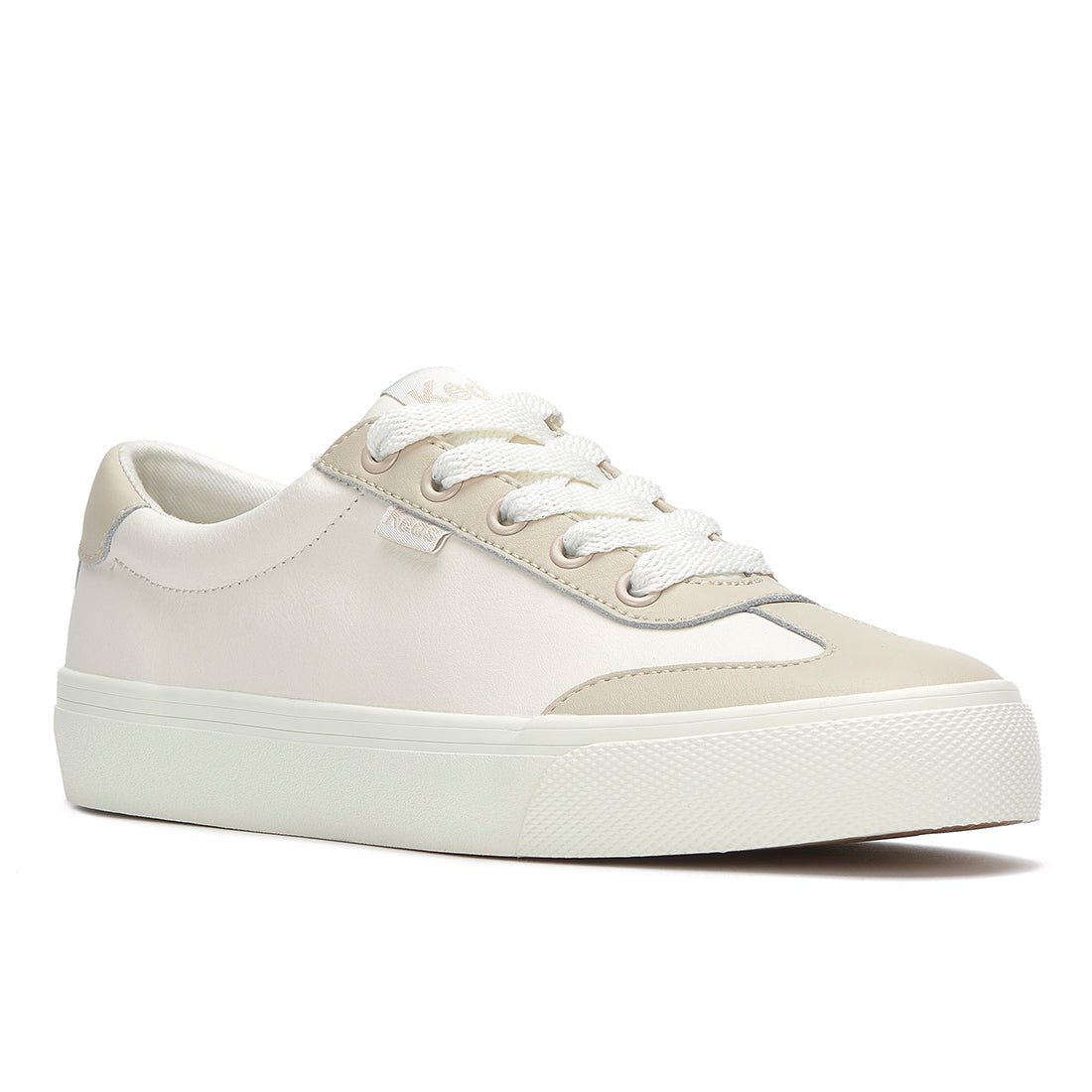 Women's Jump Kick T-Toe Leather Sneaker Snow White/Oatmeal