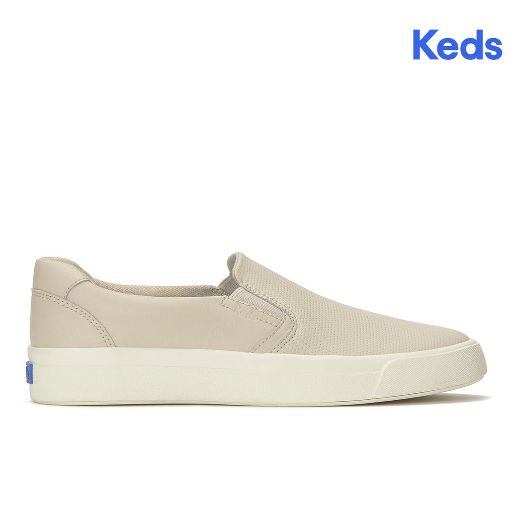 Keds Pursuit Slip Perf Leather Oatmeal