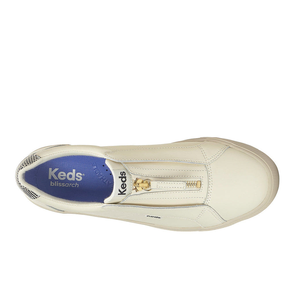 Keds Pursuit Zip Leather Dalmata Heel Egret/Black