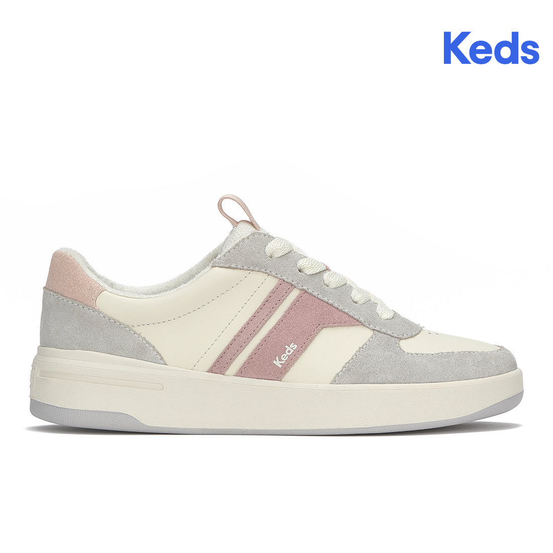 Keds The Court II Leather/Suede Egret/Blush/Grey