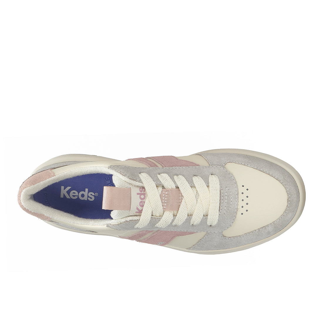 Keds The Court II Leather/Suede Egret/Blush/Grey