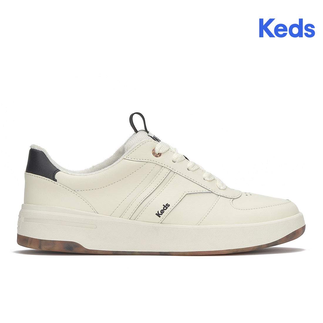 Keds The Court II Leather Pop Outsole Egret/Tan/Black