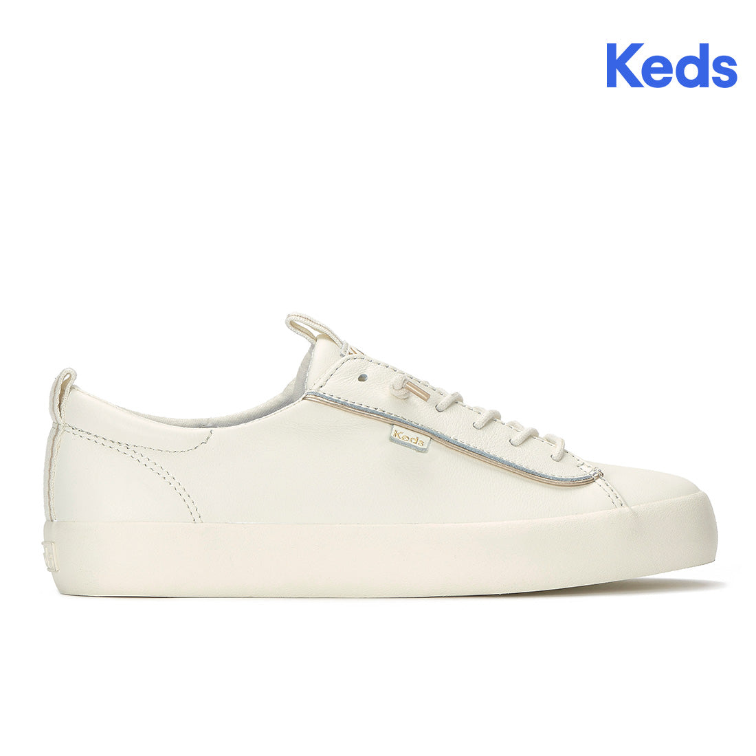 Keds Kickback Premium Leather Pop Binding Egret/Gold