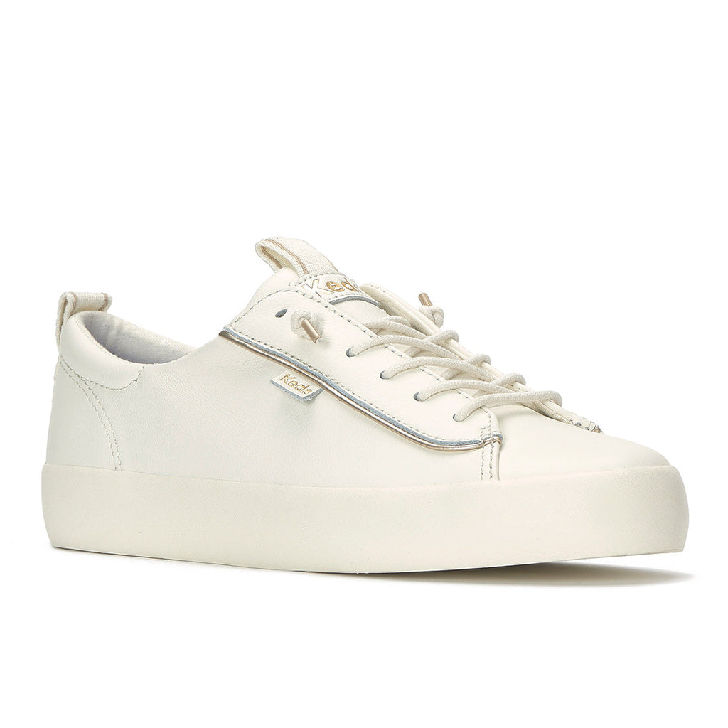 Keds Kickback Premium Leather Pop Binding Egret/Gold