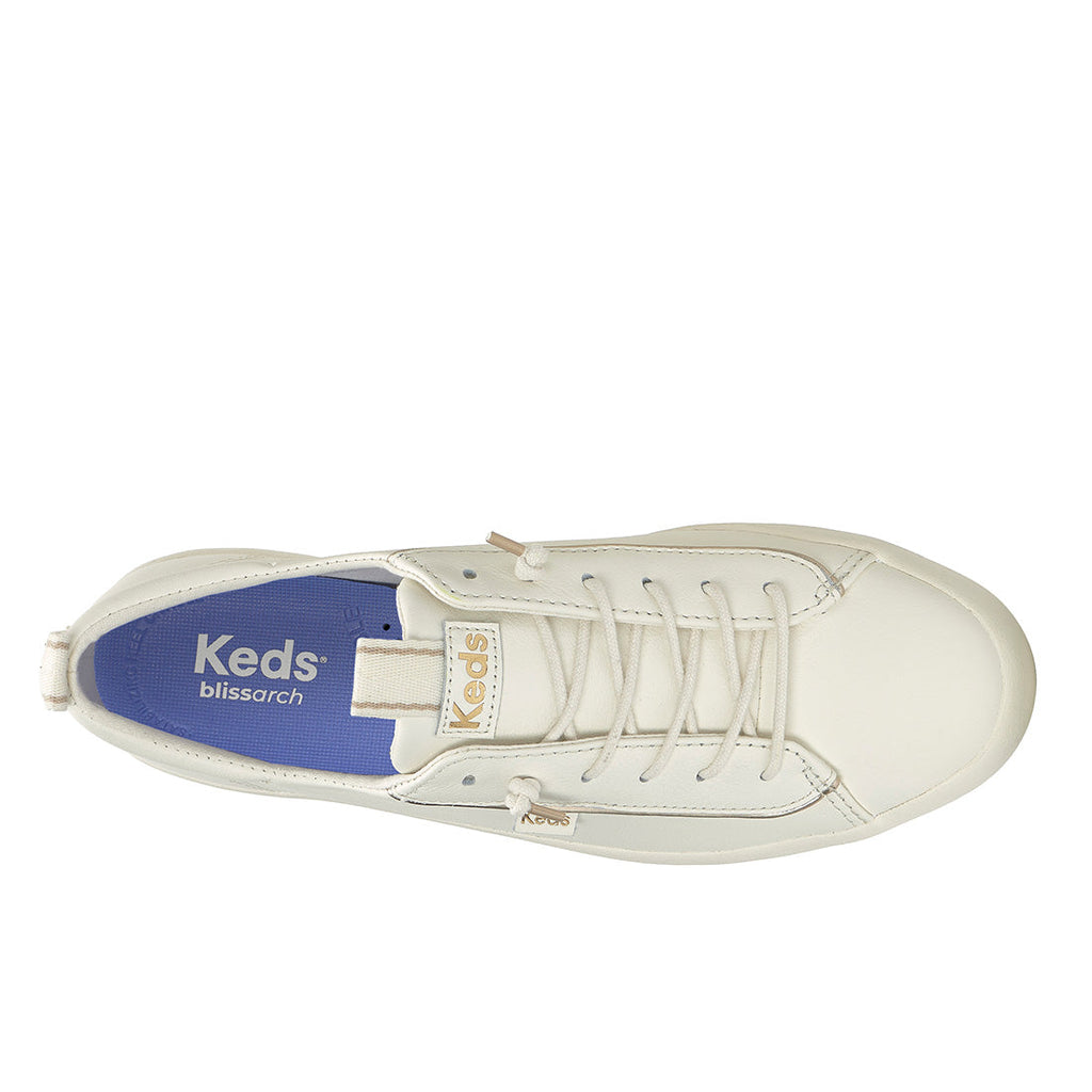Keds Kickback Premium Leather Pop Binding Egret/Gold