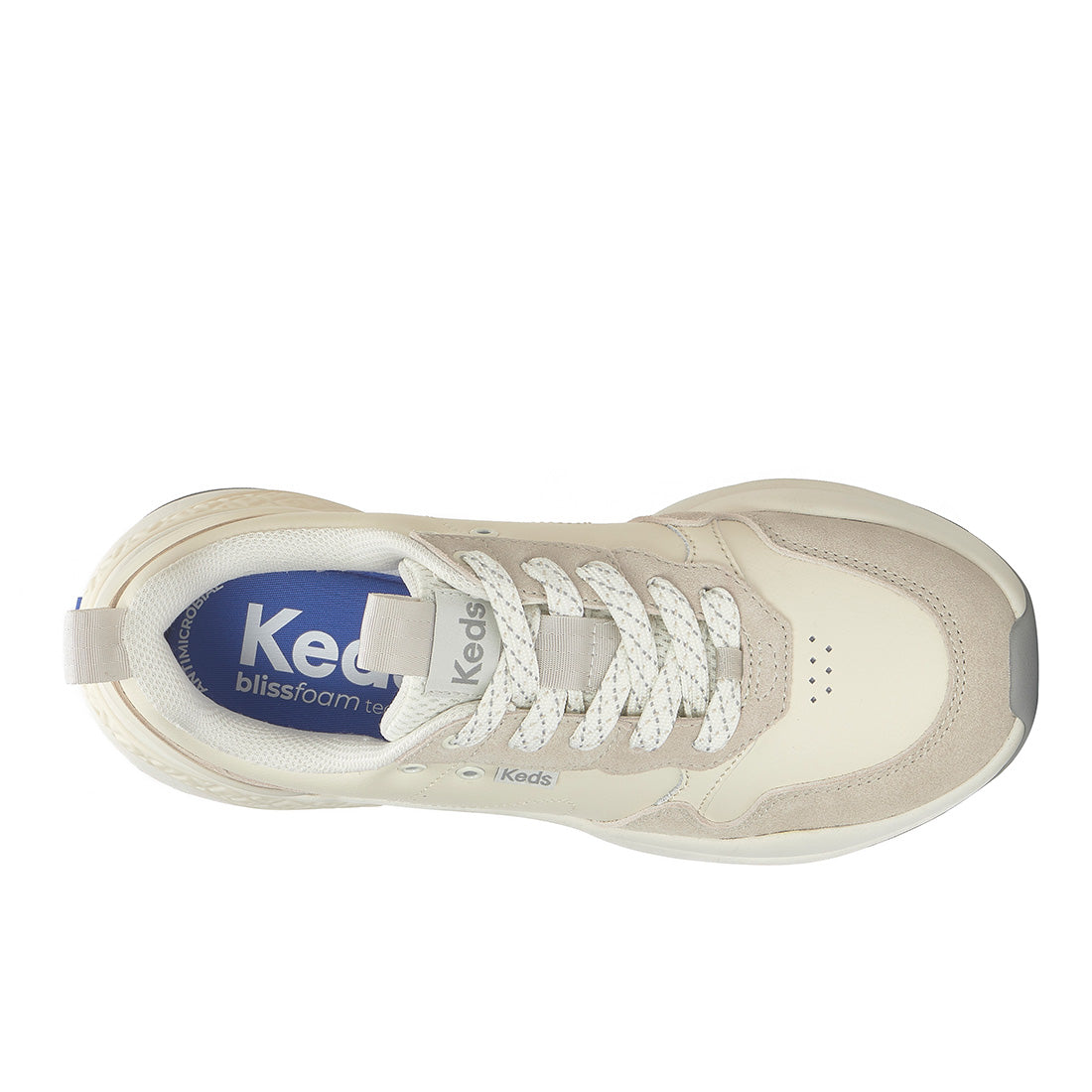 Keds Cross City Trainer Leather/Suede Ticking Stripe Lace Egret/Oatmeal