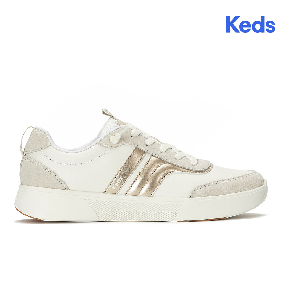 Women's Blisswalk Ubal Leather/Suede Snow White/Oatmeal/Gold Sneaker