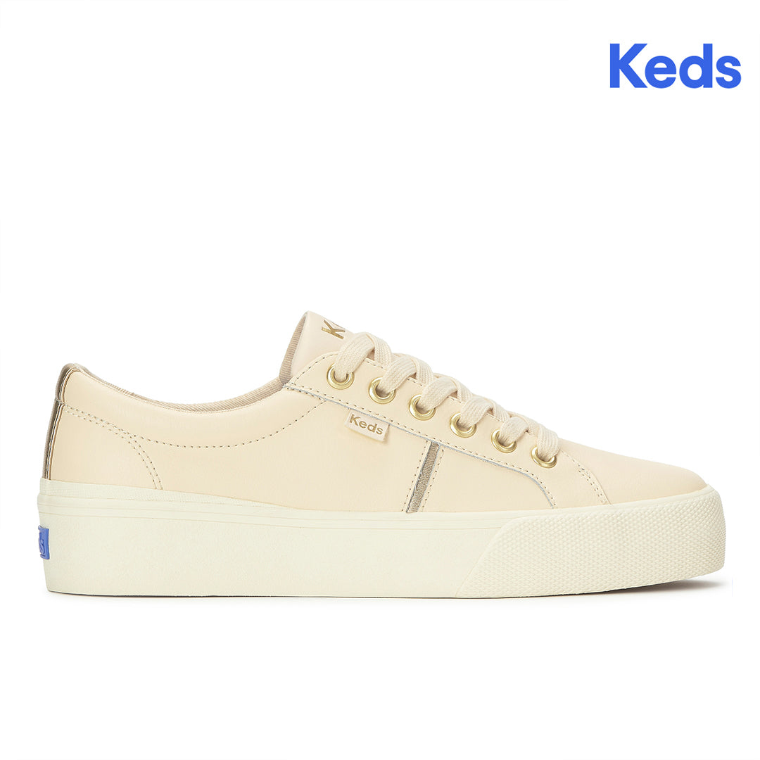 Women's Jump Kick Duo Leather Parchment/Gold Sneaker