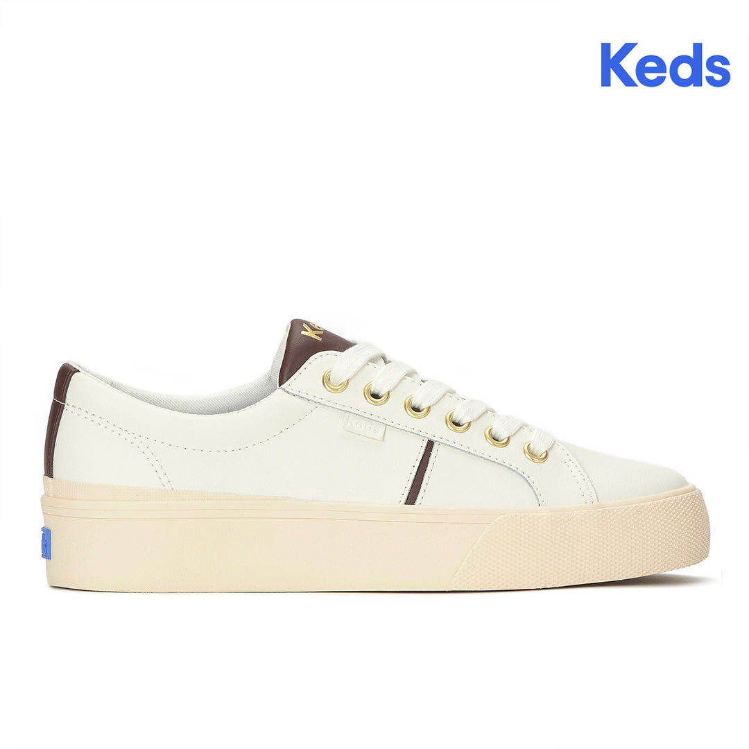Women's Jump Kick Duo Leather Snow White/Chocolate Sneaker
