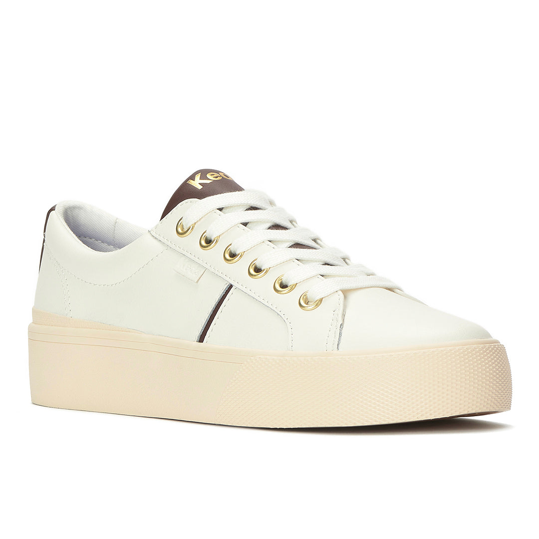 Women's Jump Kick Duo Leather Snow White/Chocolate Sneaker