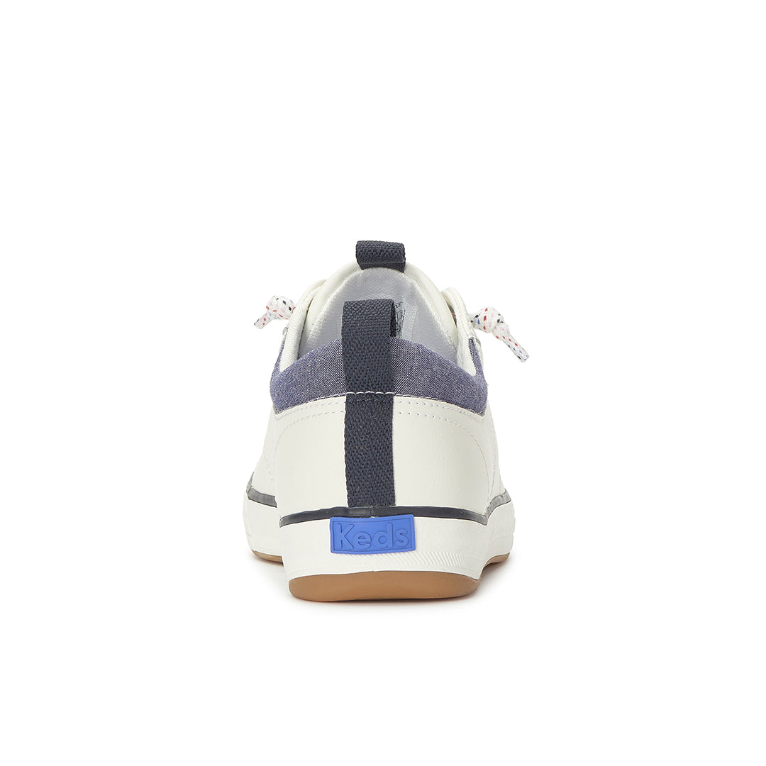 Women's Center III Slip On Leather Nautical Snow White/Navy Sneaker
