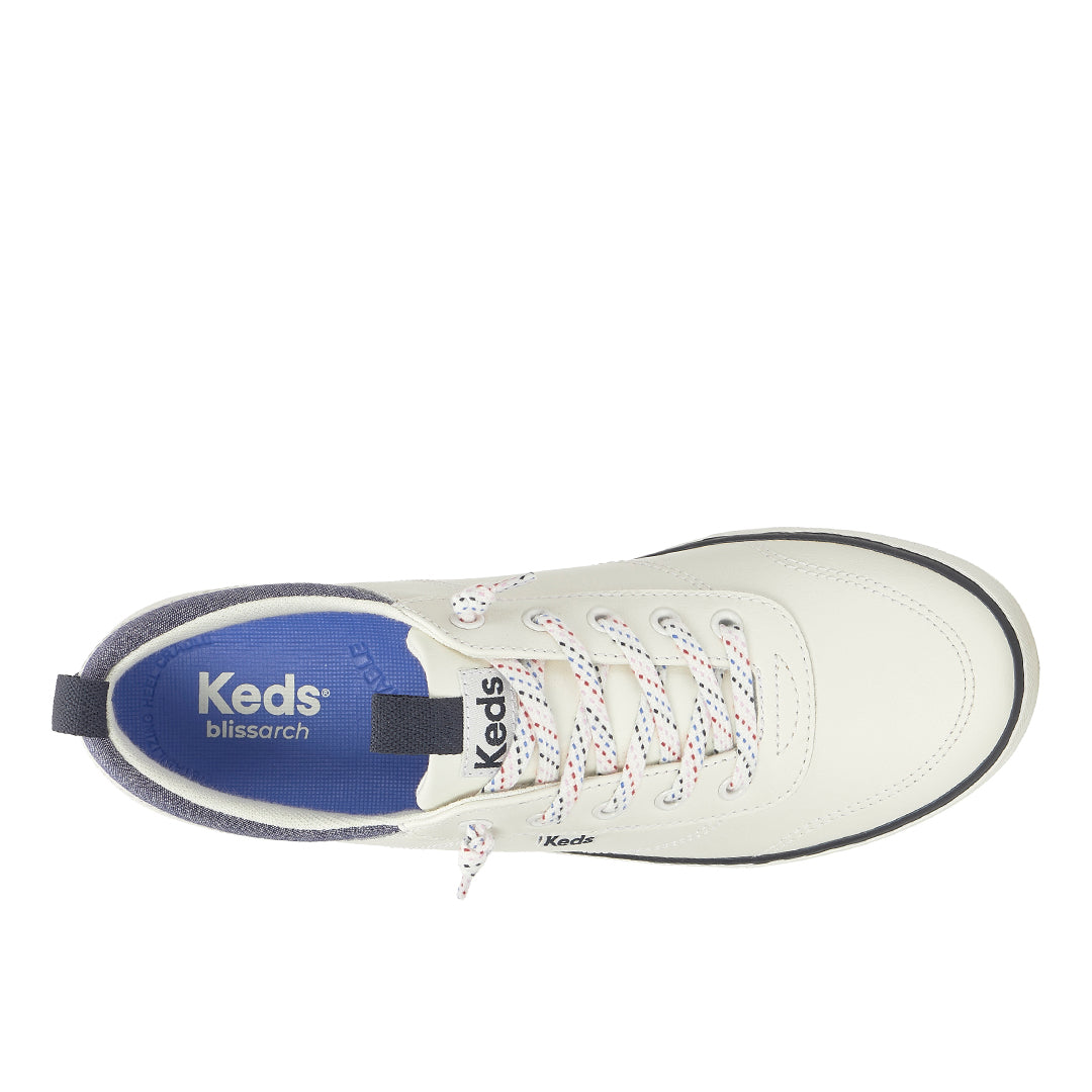 Women's Center III Slip On Leather Nautical Snow White/Navy Sneaker
