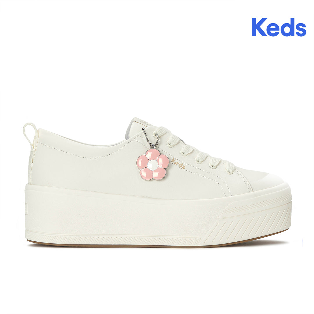 Women's Skyler Leather Daisy Charm Snow White Sneaker