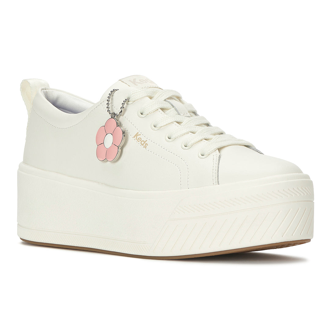 Women's Skyler Leather Daisy Charm Snow White Sneaker