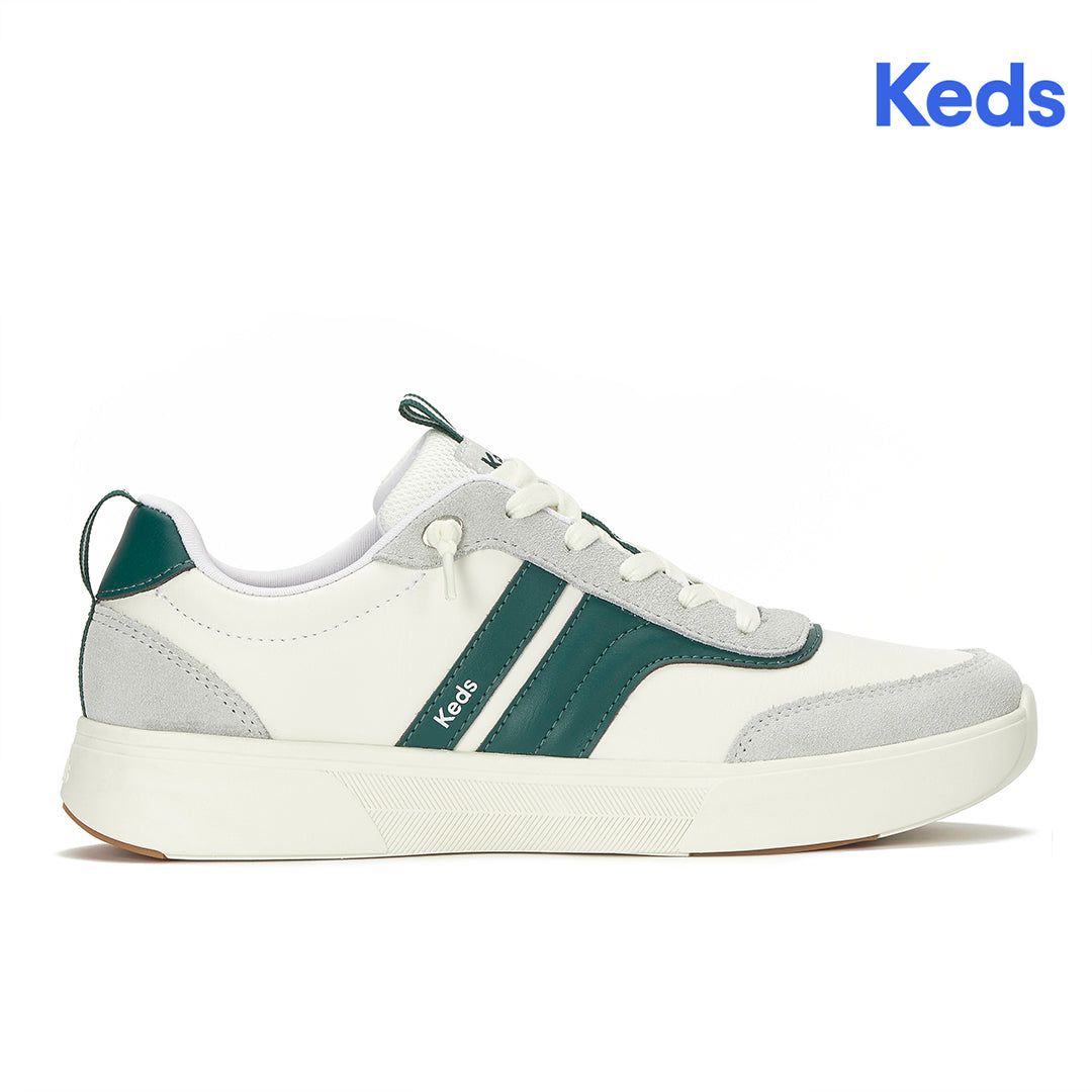 Women's Blisswalk Ubal Leather/Suede Snow White/Light Grey/Forest Green Sneaker