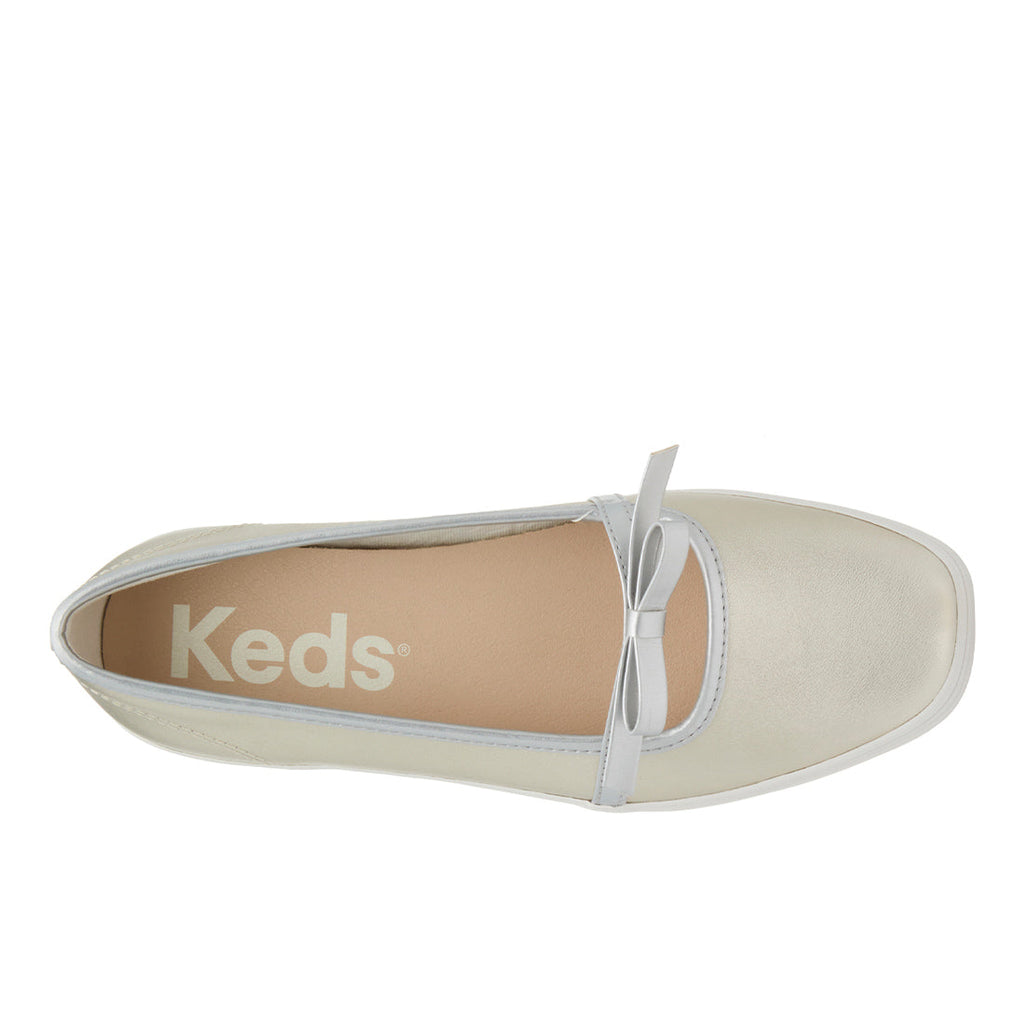 Womens Keds Square Toe Mary Jane Leather Mini Bow Champagne Sneakers