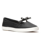 Womens Keds Square Toe Mini Bow Leather Black Sneakers