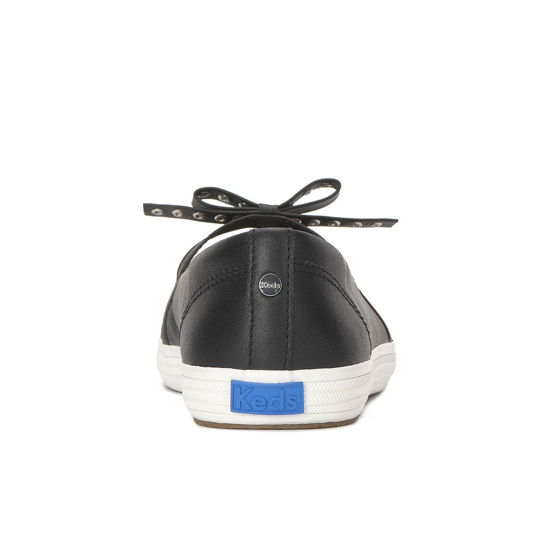 Womens Keds Square Toe Mini Bow Leather Black Sneakers